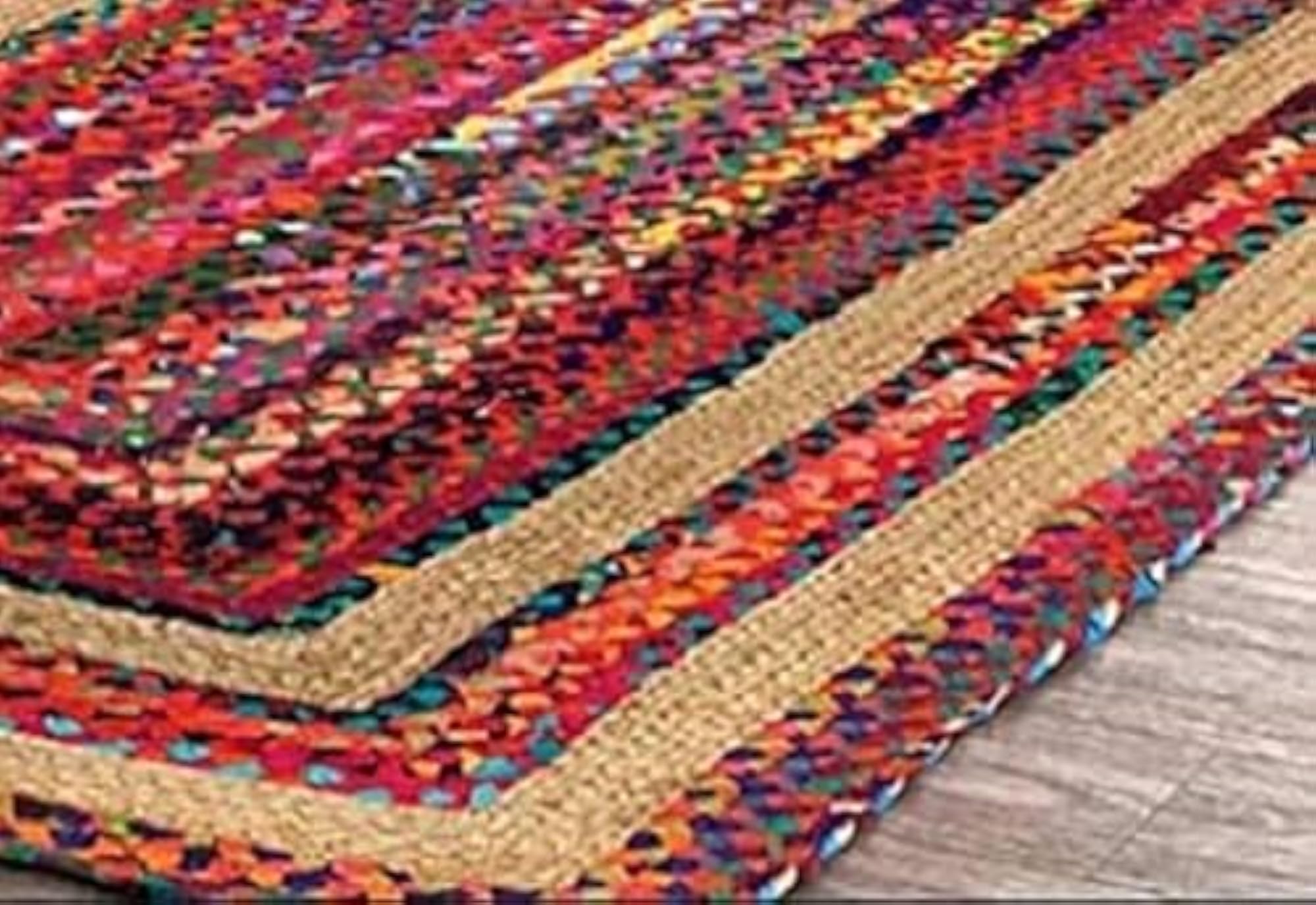 Jute Braided Reversible Hand Woven Rectangular Rug Carpet Mat